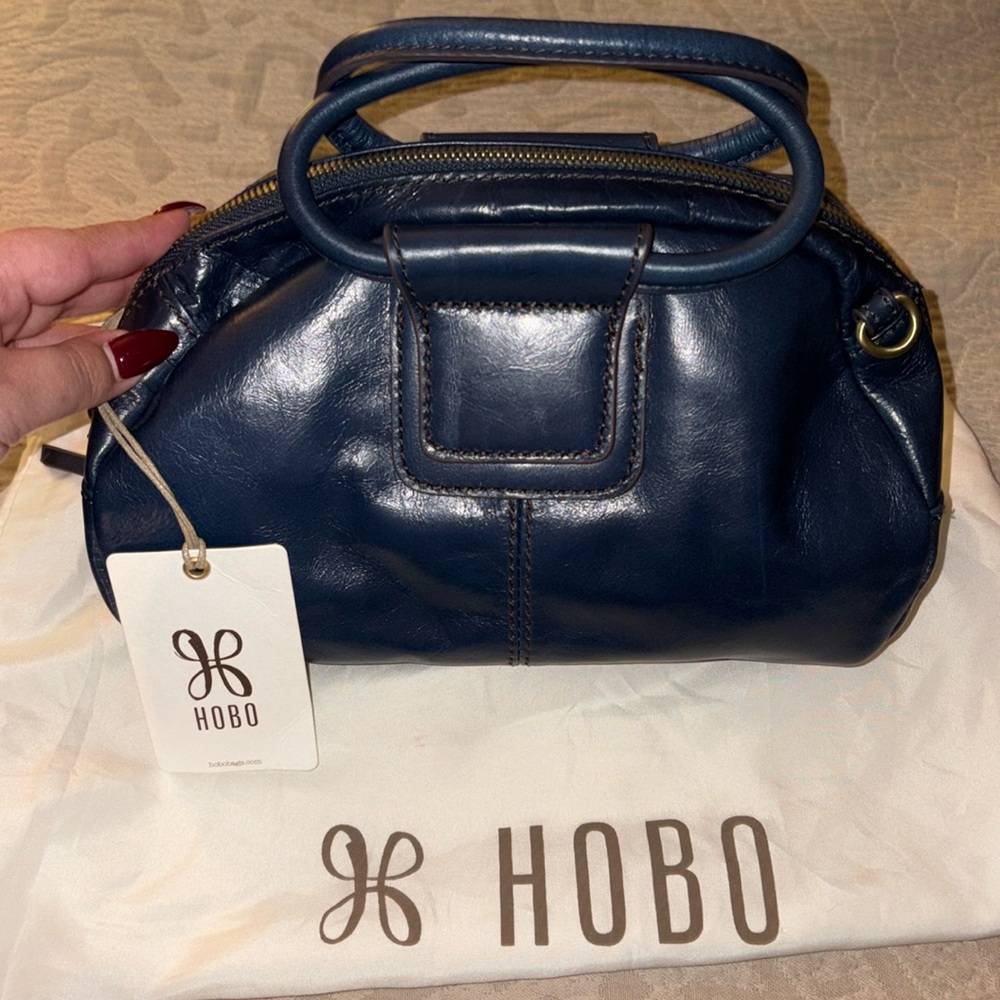 HOBO Navy Blue Leather Satchel
